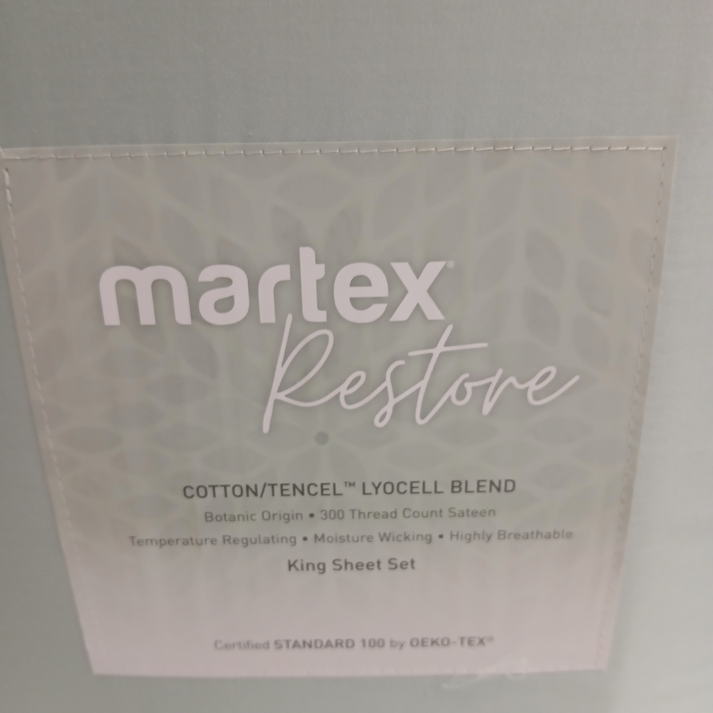 Martex Restore Solid Cotton and Tencel King Sheet Set 52% Cotton 48% Telcel New - Picture 6 of 6